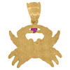 14K Two Tone Gold Round Purple CZ Unisex 1.25" D/C Charm Ocean Life Crab Pendant