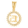 10K Yellow Gold CZ Women's 0.85" Quinceanera Medallion 15 Circle Frame Pendant