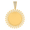 10K Yellow Gold Baguette CZ 2.15" Swirling Circle Picture Memory Frame Pendant