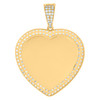 10K Yellow Gold CZ 1.55" 2 Row Border Charm Heart Memory Frame Picture Pendant