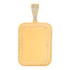 10K Yellow Gold CZ 1.55" 2 Row Rectangle Dog Tag Memory Frame Picture Pendant