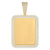 10K Yellow Gold CZ 2.05" 2 Row Rectangle Dog Tag Memory Frame Picture Pendant