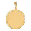 10K Yellow Gold CZ 1.65" 2 Row Medallion Circle Picture Memory Frame Pendant