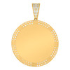 10K Yellow Gold CZ Men 2.15" Enamel Evil Eye Circle Picture Memory Frame Pendant