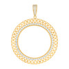 10K Yellow Gold CZ Mens 2.65" Jubilee Border Circle Picture Memory Frame Pendant