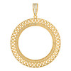 10K Yellow Gold CZ Mens 2.65" Jubilee Border Circle Picture Memory Frame Pendant