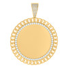 10K Yellow Gold CZ Men's 2.35" Cuban Border Circle Picture Memory Frame Pendant
