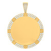 10K Yellow Gold CZ Men's 2.45" Rivet / Screw Circle Picture Memory Frame Pendant