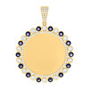 10K Yellow Gold CZ 1.85" Enameled Evil Eye Circle Picture Memory Frame Pendant