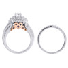 14K White Gold Round Solitaire Diamond Wedding Ring Cushion Halo Bridal Set 2 CT