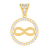 14K Yellow Gold CZ Women's Love Charm Infinity Symbol in Circle Frame Pendant
