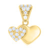 14K Yellow Gold Round CZ Women's 0.65" Love Cluster Charm Double Heart Pendant