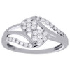 14K White Gold Two Stone Cluster Diamond Swirl Flower Engagement Ring 0.50 Ct.