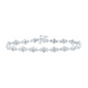 Sterling Silver Diamond 6mm Geometric Triple Square Link Bracelet 1/10 CT | 7"