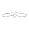 Sterling Silver Diamond 10mm Heart & Bar Round Link Tennis Bracelet 1/10 CT | 7"