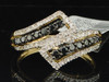 Ladies 14K Yellow Gold .53 Ct. Round Black Diamond Engagement Ring Wedding Band