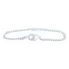 Sterling Silver Diamond Women's Interlocked Circles Cuban Bracelet 1/10 CT | 7"