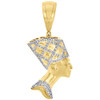 10K Yellow Gold Diamond Nefertiti Pendant Egyptian Queen Charm 1.50" - 0.30 Ct.
