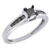 Black Solitaire Princess Cut Diamond Wedding Engagement Ring 925 Sterling Silver