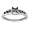 Black Solitaire Princess Cut Diamond Wedding Engagement Ring 925 Sterling Silver