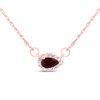 14K Rose Gold Genuine Ruby & Diamond Women's Teardrop Halo 18" Necklace 1/3 CT