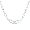 925 Sterling Silver Diamond Women's Interlocked Rectangle 18" Necklace 1/12 CT