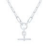 925 Sterling Silver Diamond Women's Interlinked T Bar Charm 18" Necklace 1/6 CT