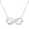 925 Sterling Silver Diamond Women's Swirling Infinity Charm 18" Necklace 1/10 CT