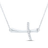 10K White Gold Diamond Women's Fancy Curved Sideways Cross 18" Necklace 1/20 CT 10K White Gold Diamond Women's Fancy Curved Sideways Cross 18" Necklace 1/20 CT