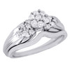 Diamond Wedding Bridal Set 10K White Gold Cluster Engagement Ring 0.33 Ct.