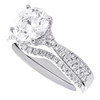 14K White Gold Lab Created Diamond Round Solitaire Criss Cross Bridal Set 2.6 CT