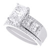 14K White Gold Lab Created Diamond Emerald Cut Solitaire Bridal Set Ring 2.81 CT