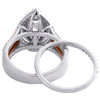 14K Two Tone Gold Lab Created Diamond Pear Soliatire Double Halo Bridal Set 3 CT
