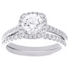 14K White Gold Lab Grown Solitaire Diamond Cushion Halo Bridal Set 1.50 CT