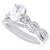 14K White Gold Lab Created Oval Diamond Solitaire Infinity Bridal Set 1.50 CT