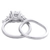 14K White Gold Lab Created Cushion Diamond 3 Stone Contoured Bridal Set 2.93 CT