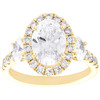 14K Yellow Gold Lab Created Oval Diamond 3 Stone Halo Engagement Ring 3.25 CT