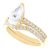 14K Yellow Gold Lab Grown Pear Diamond Solitaire Contoured Bridal Set 2 CT