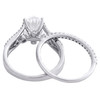 14K White Gold Lab Grown Oval Diamond Solitaire Cathedral Bridal Set 2.13 CT
