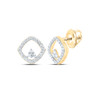 10K Yellow Gold Real Diamond 7mm Triangle in Slanted Square Stud Earrings 1/6 CT
