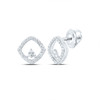 10K White Gold Real Diamond 7mm Triangle in Slanted Square Stud Earrings 1/6 CT
