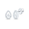 10K White Gold Diamond Women's 7mm Triangle in Teardrop Stud Earrings 1/6 CT