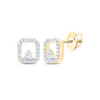 10K Yellow Gold Real Diamond Women's 7mm Triangle in Octagon Stud Earrings 1/6 CT
