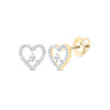 10K Yellow Gold Genuine Diamond Women 7mm Triangle in Heart Stud Earrings 1/5 CT