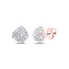 10K Rose Gold Genuine Diamond Womens 7mm Flower Tiered Rose Stud Earrings 1/5 CT