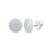 925 Sterling Silver Diamond Unisex 7mm Cluster 3D Round Stud Earrings 1/5 CT