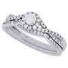14K White Gold Solitaire Diamond Split Shank Wedding Ring Bridal Set 1/2 Ct.