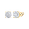10K Yellow Gold Genuine Diamond Unisex 6mm Cluster Round Stud Earrings 1/4 CT
