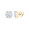 925 Silver Gold Plated Diamond Unisex 7mm Cluster Round Stud Earrings 1/2 CT