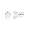 14K White Gold Solitaire Diamond 6mm x 5mm Oval Basket Set Stud Earrings 1/5 TCW